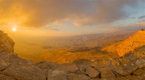 Sunrise View of Makhtesh Crater Ramon, in the Negev Desert Stock Image - Image of geological ...