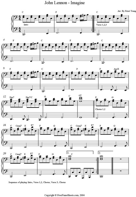 JOHN LENNON IMAGINE SHEET MUSIC | Beatles sheet music, Easy piano sheet ...