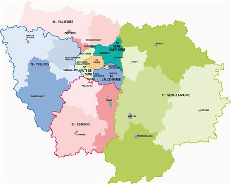 Carte de l'Île-de-France - Île-de-France carte des villes, reliefs ...