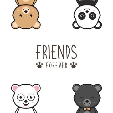 Cute bear friends forever doodle banner background wallpaper icon cartoon illustration 11817430 ...