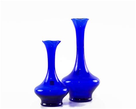 Vintage Cobalt Blue Glass Vase Bergdala Sweden Set of Two | Etsy | Blue glass vase, Blue glass ...