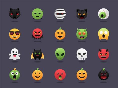 Halloween Emoji Vector Set 247376 Vector Art at Vecteezy