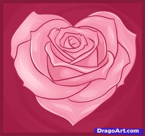 Rose Heart | Roses drawing, Rose drawing, Flower drawing