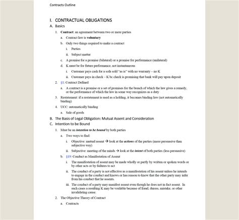 Contracts Outline 1L Law School Notes Law School Outline Contracts ...