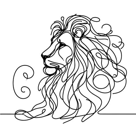 A Simple yet Stylish Outline of a Lion on a Plain White Backdrop. Stock Illustration ...