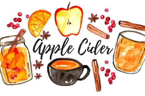 Watercolor Fall Apple Cider Clipart | Fall apple cider, Fall apples ...