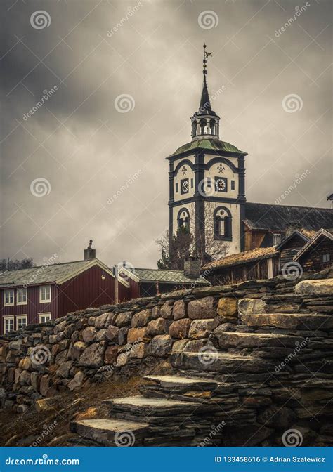 View on Roros Church. Norwegian Original Architecture. Mining To Stock ...