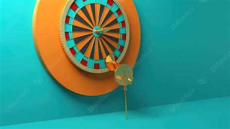 Cyan Minimalist Design 3d Render Of Dartboard And Arrow Powerpoint Background For Free Download ...