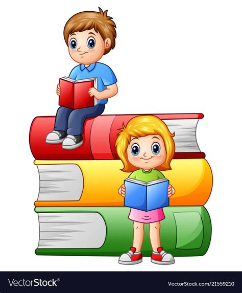 illustration of Happy school children with big books. Download a Free Preview or High Quality ...