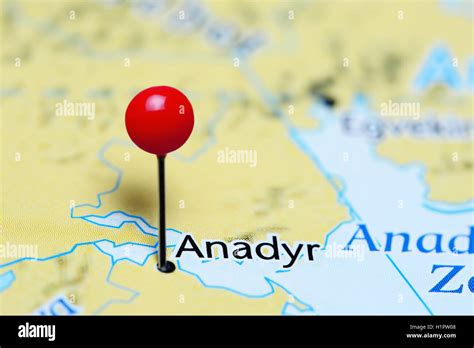 Anadyr pinned on a map of Russia Stock Photo - Alamy