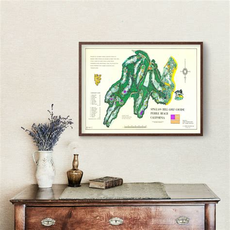 Vintage Map of Spyglass Hill Golf Course, 1974 by Ted's Vintage Art