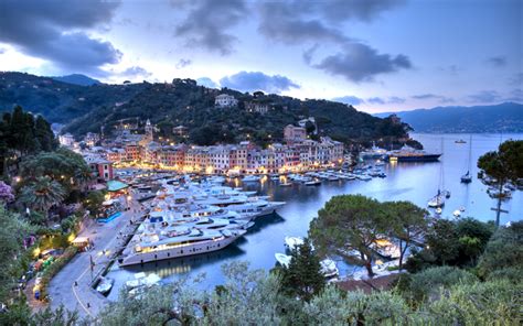 Download wallpapers 4k, Italy, Portofino, evening, harbor, sea, Riviera ...