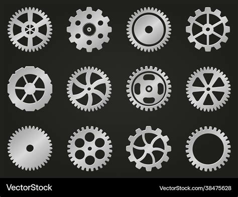 Cogwheels gear wheels different design Royalty Free Vector