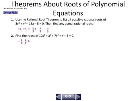 PPT - Theorems About Roots of Polynomial Equations PowerPoint Presentation - ID:5388649