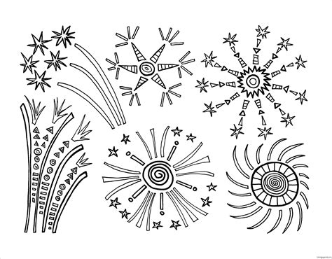 Fireworks For New Year Coloring Page - Free Coloring Pages Online