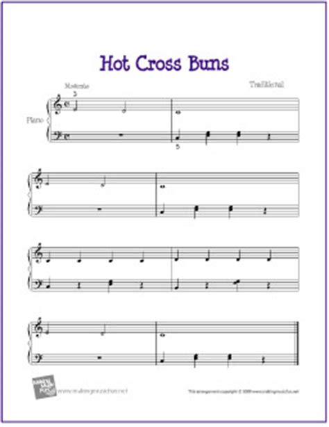 Hot Cross Buns | Free Beginner Piano Sheet Music