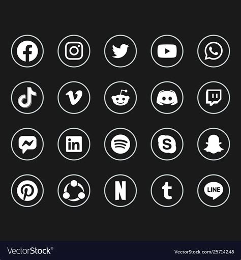 Web & Blog Social Media Icons 24 White on Black Irregular Bleb Shapes ...