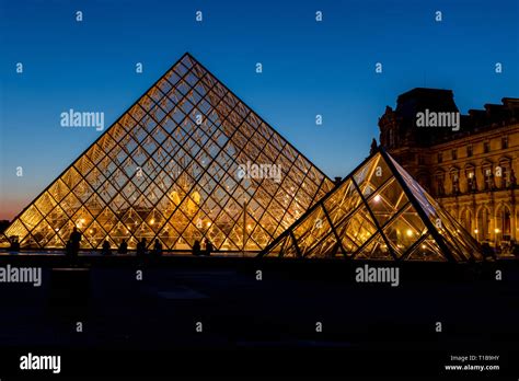 Louvre Pyramid at night - Paris, France Stock Photo - Alamy