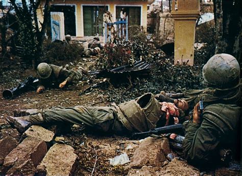 Hue 1968 - Marines, pinned down by enemy fire during house-to-house ...