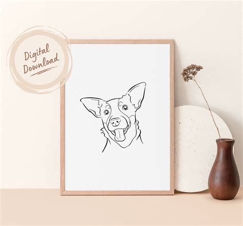 Blue Heeler Dog Line Drawing Wall Art Australian Cattle Dog - Etsy UK