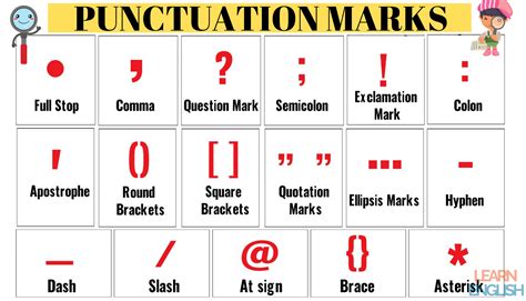 Printable Punctuation Marks And Their Meanings