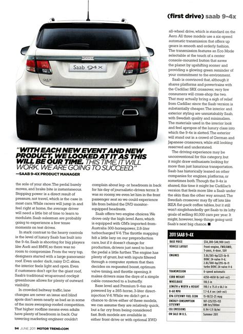 2011 Saab 9-4X - The Swede Spot - Motor Trend - SaabWorld