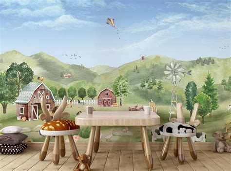 Farm Animal Wallpaper for Kids & Nursery Room Walls | Farm Joy