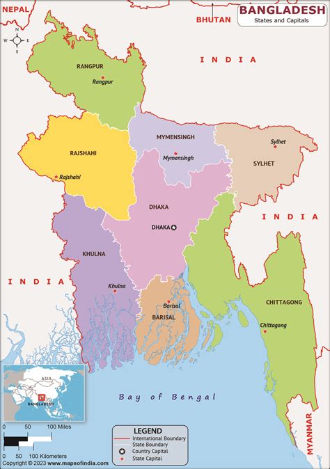 Bangladesh Districts and Capitals List and Map | List of Districts and ...