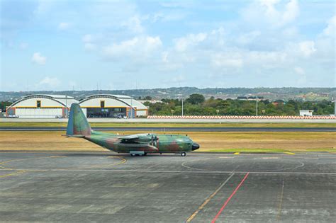 Military Army Aircraft At The Airport On The Runway Stock Photo - Download Image Now - iStock