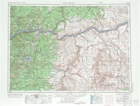 The Dalles topographic maps, OR, WA - USGS Topo Quad 45120a1 at 1:250,000 scale