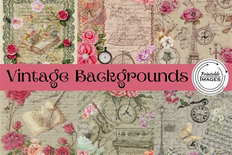 Vintage Collage Background Papers Graphic by Printable Images ...