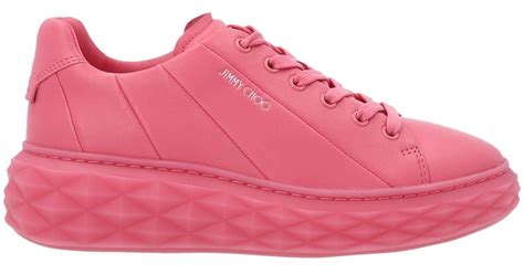 Jimmy Choo Leather Diamond Light Maxi Sneakers in Pink | Lyst