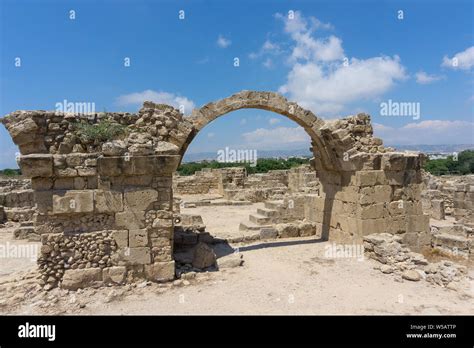 Saranda Castle also ruins with forty columns, medieval fortress in Paphos archaeological park ...