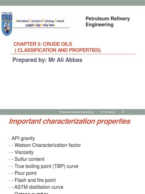 Chapter 5 Crude Oils (Classification and Properties) PP | PDF ...