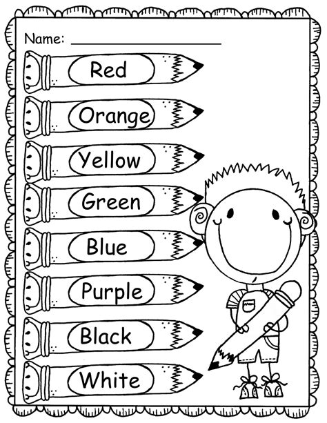 Color Words Worksheets Free