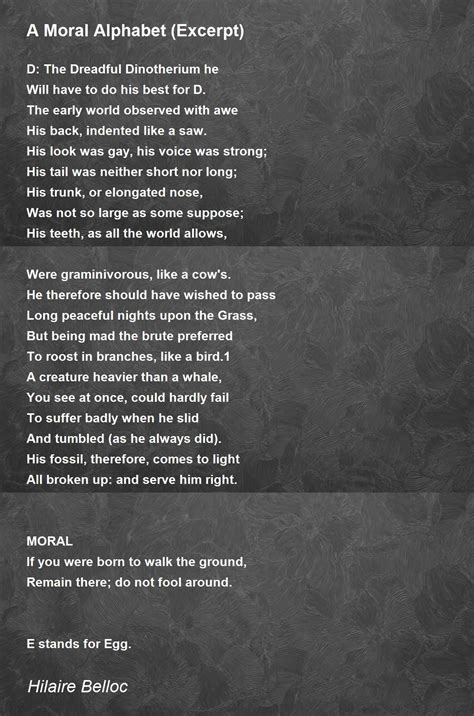 A Moral Alphabet (Excerpt) - A Moral Alphabet (Excerpt) Poem by Hilaire ...