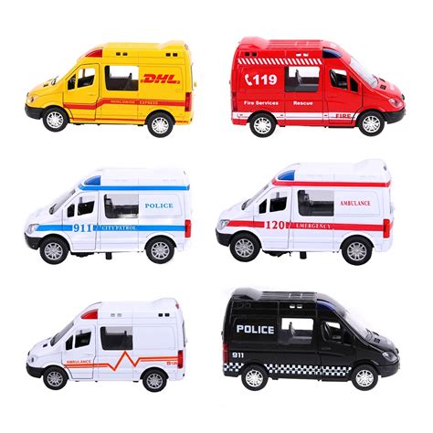 Force Control Pull Back Alloy Car Toys Police Car Ambulance Fire Fighting Truck Model Toys ...