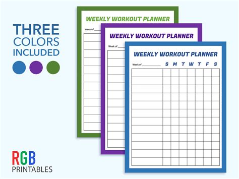 Kids Fillable PDF Printable Workout Planner, Editable Weekly Planner ...