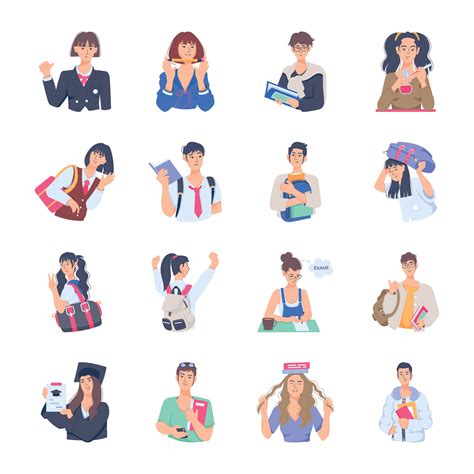 Collection of College Pupils Flat Characters 31190898 Vector Art at ...