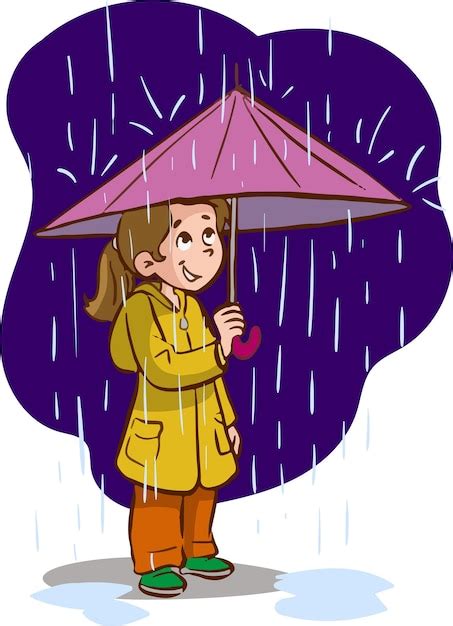 Premium Vector | Girl with umbrella in rainy weather cartoon vector