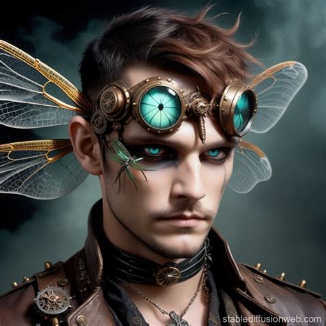 Steampunk Man with Dragonfly Wings | Stable Diffusion Online