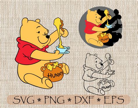 SVG PNG Winnie the Pooh Honey Hunny Pot Layered and Outline | Etsy