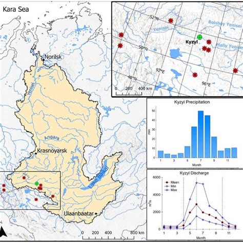 Map of the Yenisei River basin with locations of tree-ring sites (red)... | Download Scientific ...