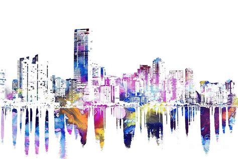 Miami Skyline by Michael Braham | Miami skyline, Skyline drawing ...