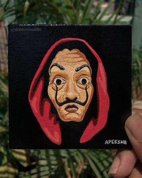 Money Heist Mask Illustration | Mini canvas, Illustration, Canvas painting