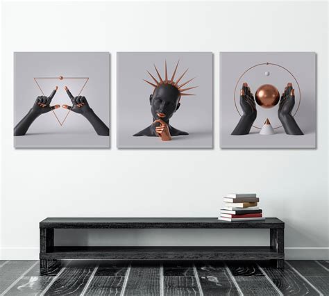 Body Parts Contemporary Abstract Minimal Modern Art Set of 3 Canvases ...