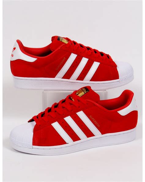 Adidas Superstar Suede Trainers Red/white,originals,shell toe,shoe