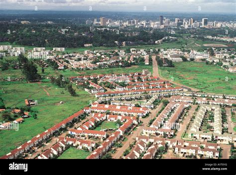 Aerial view of part of suburb of South C with Nairobi City skyline in Stock Photo, Royalty Free ...