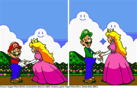 The largest height difference between Mario and Luigi as depicted in a ...