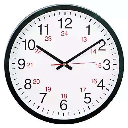 Universal 24 Hour Round Wall Clock 12 58 Black - Office Depot